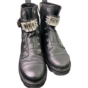 Karl Lagerfeld black rhinestone boots.  Size: 7 M.  #008